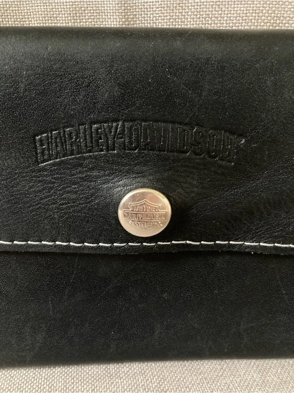 Vintage Y2K Harley-Davidson Leather Clutch Wallet Biker Black